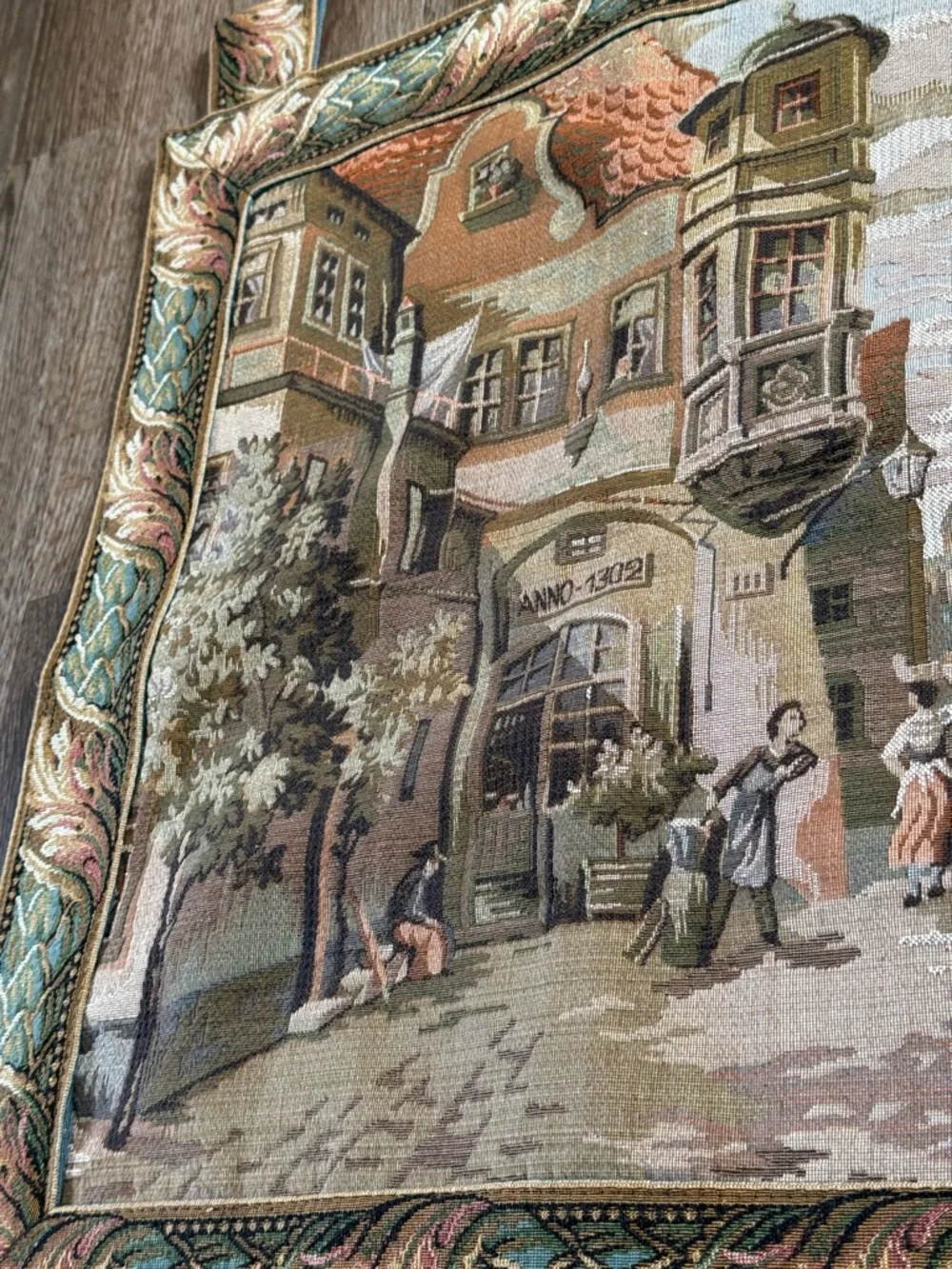 Vintage European street scene Tapestry Medieval Pictorial Tapestry Wall Hanging
